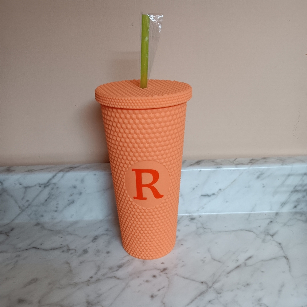 Monogram Personalized Letter R tumbler Cup Gift Party Graduation Office